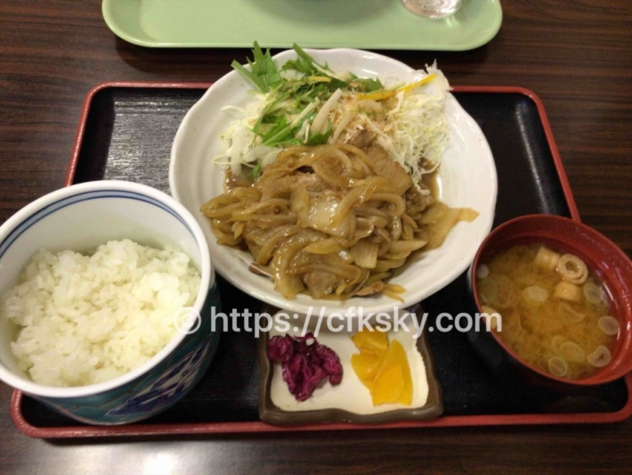 真田温泉健康ランド ふれあいさなだ館の食事処で注文した生姜焼き定食